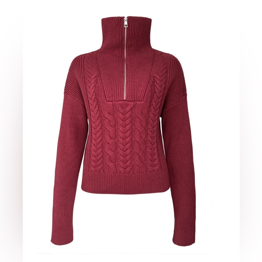 Sorella Dark Red Cable Knit Long Sleeve Sweater​ - Picture 2 of 15